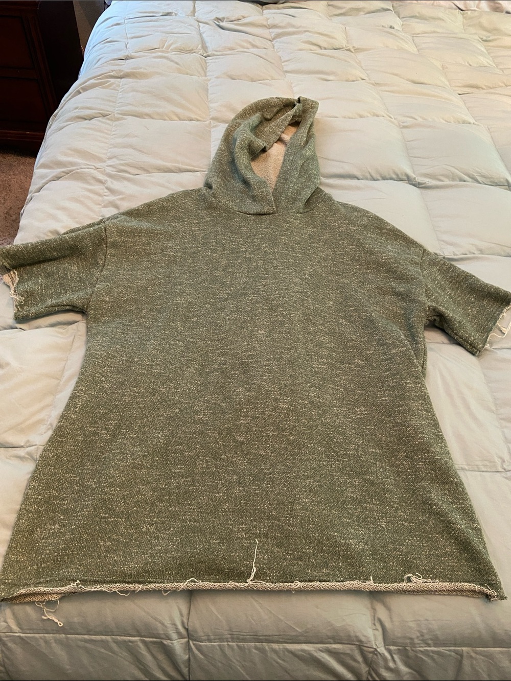 LuLaRoe Short-Sleeve Hoodie in Blue Heather
